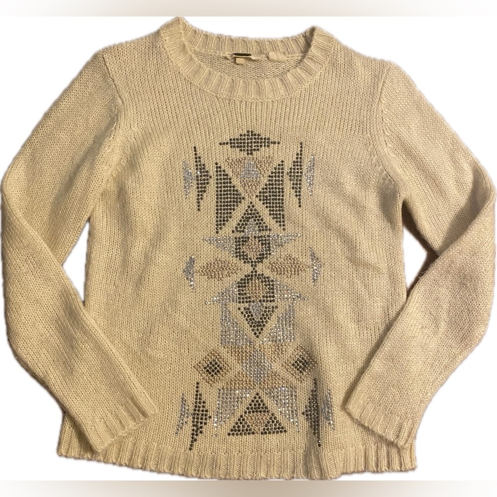 Miss Me Cream Tribal Pattern Sweater
